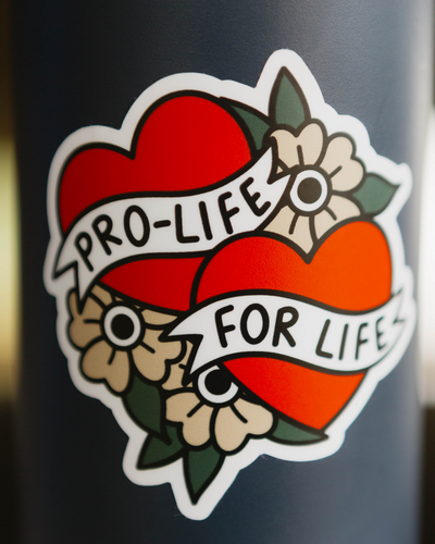 American Traditional Pro-Life Double Heart Sticker