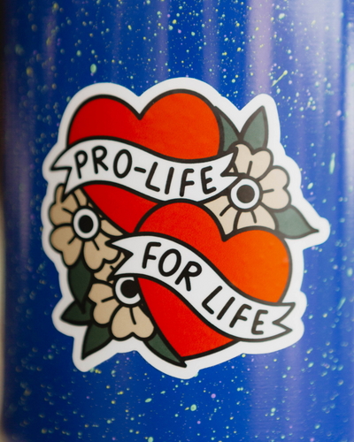 American Traditional Pro-Life Double Heart Sticker